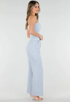 Lichtblauwe Bandeau Rib Top met Stretch