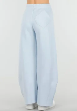 Lichtblauwe Barrel Fleece Joggingbroek met Trekkoord en Stretch