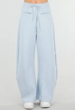 Lichtblauwe Barrel Fleece Joggingbroek met Trekkoord en Stretch