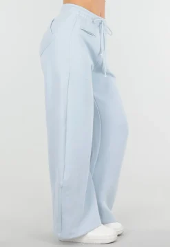 Lichtblauwe Barrel Fleece Joggingbroek met Trekkoord en Stretch
