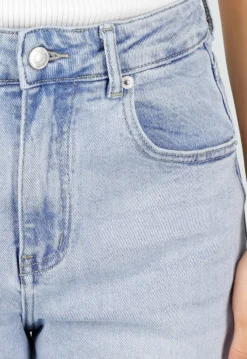 Lichtblauwe Barrel Jeans met Hoge Taille