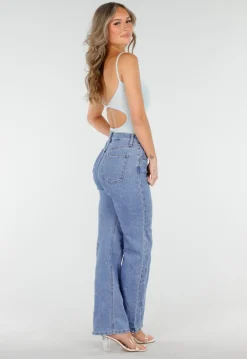 Lichtblauwe Bodysuit met Spaghetti Bandjes en Pads