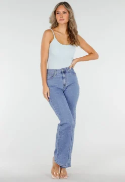 Lichtblauwe Bodysuit met Spaghetti Bandjes en Pads