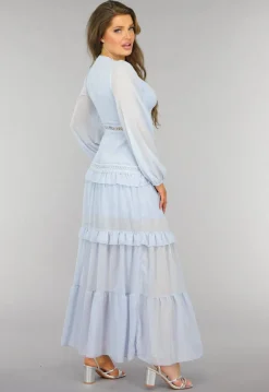 Lichtblauwe Bohemian Maxi Jurk