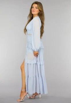 Lichtblauwe Bohemian Maxi Jurk