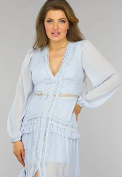 Lichtblauwe Bohemian Maxi Jurk