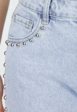 Lichtblauwe Denim Barrel Jeans met Studs en Stretch