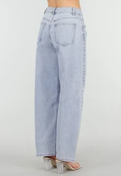 Lichtblauwe Denim Barrel Jeans met Studs en Stretch