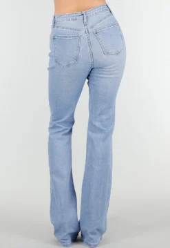 Lichtblauwe Denim Flared Jeans met High Waist