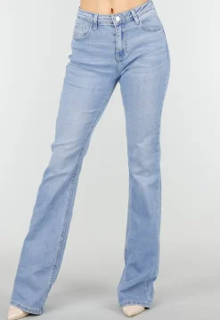 Lichtblauwe Denim Flared Jeans met High Waist
