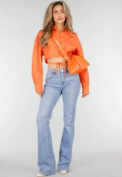 Lichtblauwe Denim Flared Jeans met High Waist