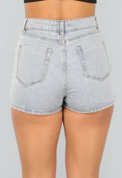 Lichtblauwe Denim Overslag Skort met Schuine Sluiting