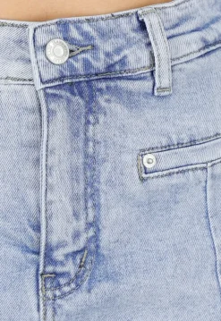 Lichtblauwe Denim Skort met Voorzakken en Ritssluiting