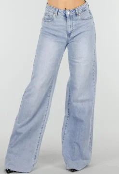 Lichtblauwe Denim Tall Wide Leg Jeans met Hoge Taille