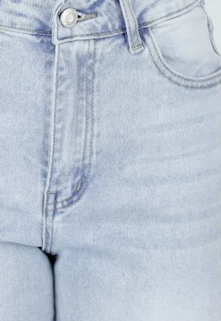 Lichtblauwe Extra Wide Leg Jeans met High Waist en Stretch