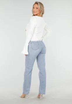 Lichtblauwe High Waist Straight Leg Jeans