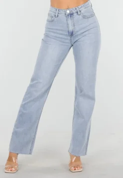 Lichtblauwe High Waist Straight Leg Jeans