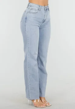 Lichtblauwe High Waist Straight Leg Jeans