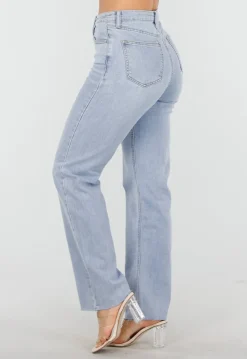 Lichtblauwe High Waist Straight Leg Jeans