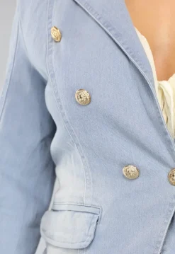 Lichtblauwe Jeans Button Blazer