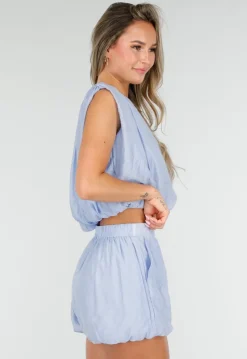 Lichtblauwe Matching Set met Mouwloze Top en Broekje