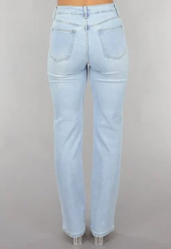 Lichtblauwe Mid Waist Straight Leg Jeans
