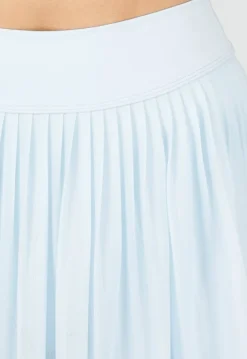 Lichtblauwe Plissé Skort met Hoge Taille en Mesh