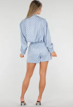 Lichtblauwe Polkadot Two Piece Set met Jack en Short
