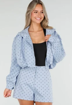 Lichtblauwe Polkadot Two Piece Set met Jack en Short