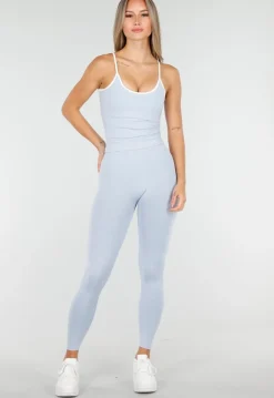 Lichtblauwe Sportlegging met Hoge Taille en Stretch