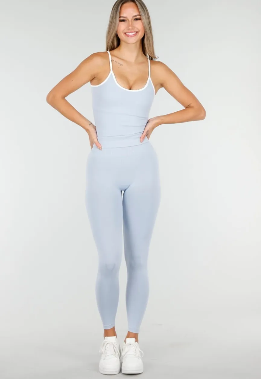 Lichtblauwe Sportlegging met Hoge Taille en Stretch
