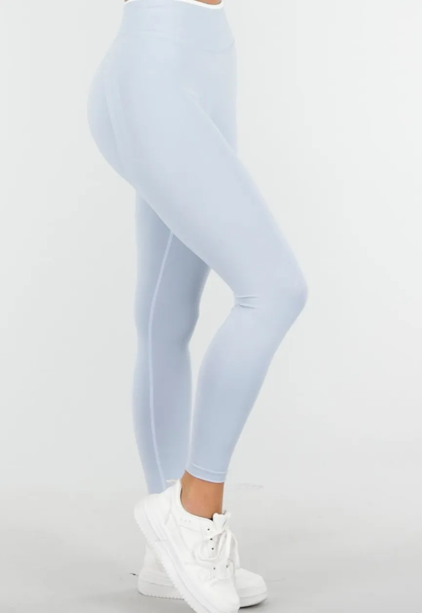 Lichtblauwe Sportlegging met Hoge Taille en Stretch
