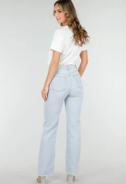 Lichtblauwe Straight Leg Jeans met High Waist
