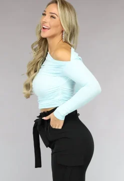 Lichtblauwe Stretch Longsleeve Top