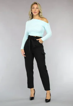 Lichtblauwe Stretch Longsleeve Top