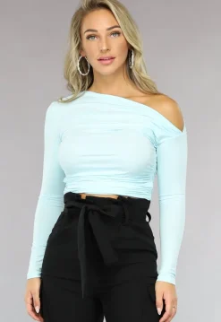 Lichtblauwe Stretch Longsleeve Top