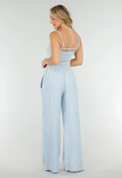 Lichtblauwe Stretch Top met Cut-Out, Pads en Smalle Bandjes