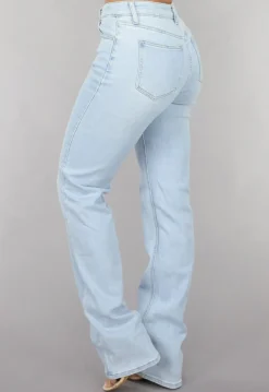 Lichtblauwe Tall Mid Waist Straight Leg Jeans