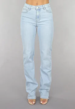 Lichtblauwe Tall Mid Waist Straight Leg Jeans