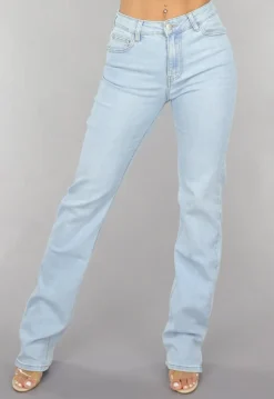Lichtblauwe Tall Mid Waist Straight Leg Jeans