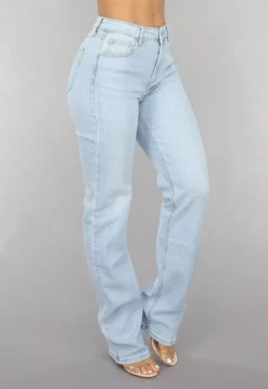 Lichtblauwe Tall Mid Waist Straight Leg Jeans