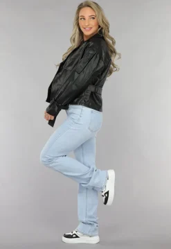 Lichtblauwe Tall Mid Waist Straight Leg Jeans