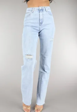 Lichtblauwe Tall Ripped High Waist Jeans