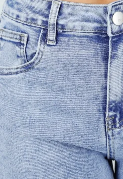 Lichtblauwe Wide Leg Jeans met Mid Waist