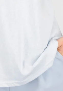 Lichtblauw Katoenen T Shirt met V Hals