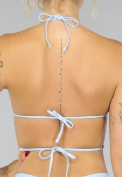 Lichtblauw Padded Triangel Bikinitopje met Schelpjes