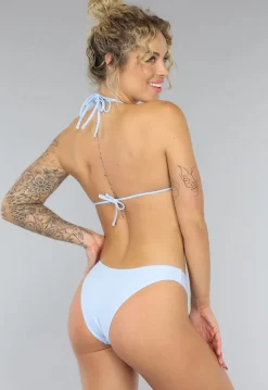Lichtblauw Padded Triangel Bikinitopje met Schelpjes
