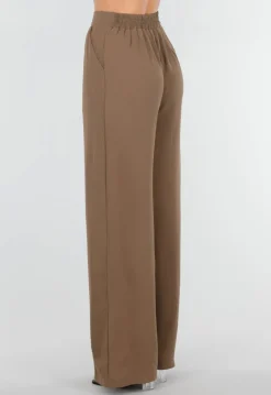 Lichtbruine Linnenlook Broek met Rechte Pijpen