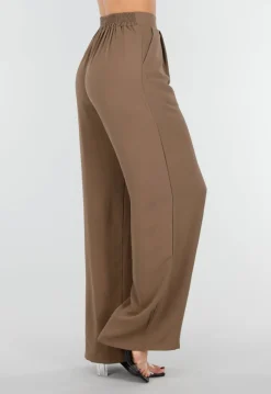Lichtbruine Linnenlook Broek met Rechte Pijpen