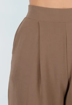 Lichtbruine Linnenlook Broek met Rechte Pijpen